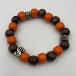 Men’s Orange And Brown Bead Bracelet