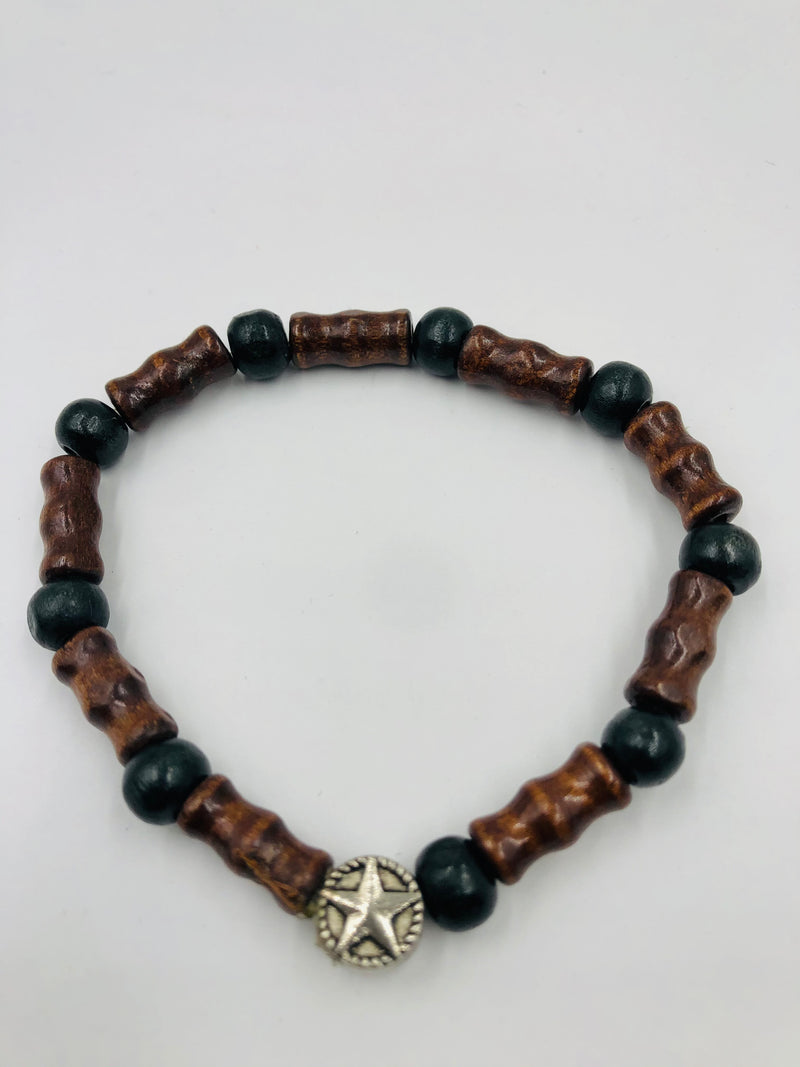 Men’s Stretchy Wooden Charm Bracelet