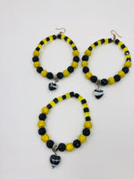 Gold & Onyx Stone Earrings Set