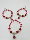 Ruby Red & Crystal Earrings & Bracelet set🥰